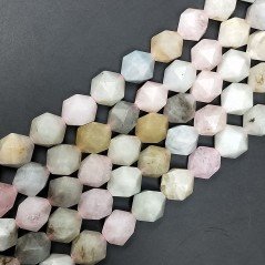 Acquamarina Multicolore Naturale Perline Forma Icosaedro Sfaccettato 14mm