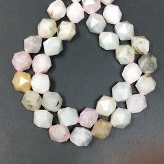 Acquamarina Multicolore Naturale Perline Forma Icosaedro Sfaccettato 14mm
