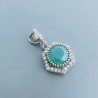 Ciondolo Di Argento 925 con Radice di Smeraldo Tondo e Zirconi Stile Etnico