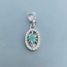 Ciondolo Di Argento 925 con Radice di Smeraldo Ovale e Zirconi Stile Etnico