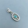 Ciondolo Di Argento 925 con Radice di Smeraldo Ovale e Zirconi Stile Etnico