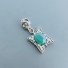 Ciondolo Di Argento 925 con Radice di Smeraldo Ovale e Zirconi Stile Etnico