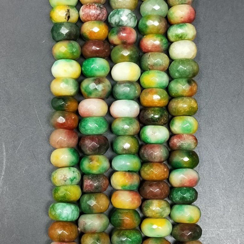 Giada Multicolore in Perline Forma Rondelle Sfaccettato Foro Passante 10X06mm
