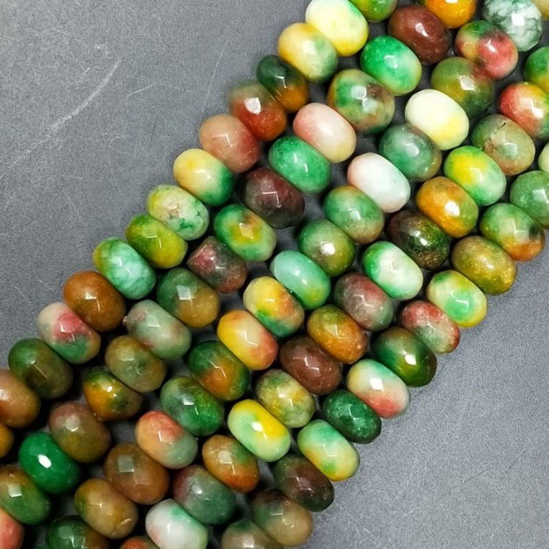 Giada Multicolore in Perline Forma Rondelle Sfaccettato Foro Passante 10X06mm
