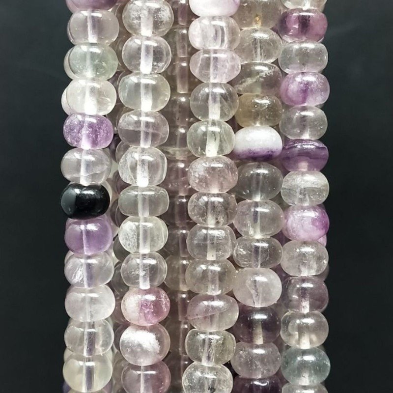 Fluorite Viola Naturale in Perline Forma Rondelle Liscio Foro Passante 08mm