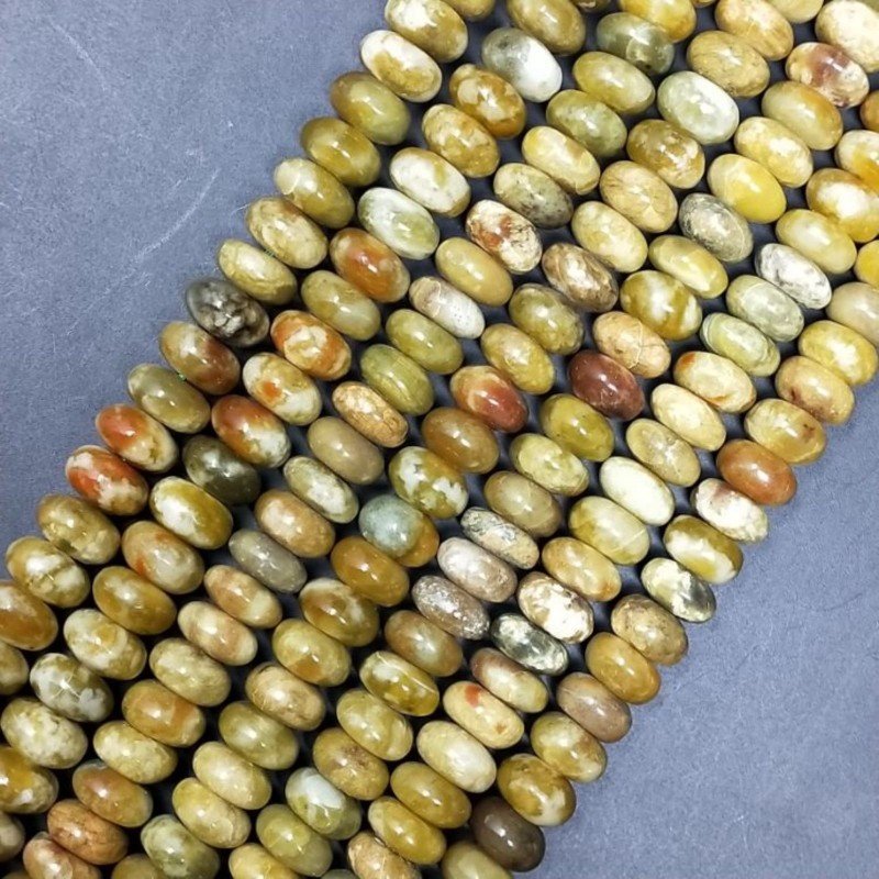 Opale Verde Madagascar Naturale in Perline Forma Rondelle Liscio Foro Passante 10mm