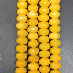 Giada Gialla in Perline Forma Rondelle Sfaccettato Foro Passante 12X08mm