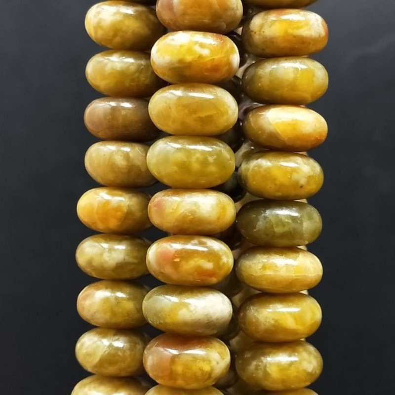 Opale Verde Madagascar Naturale in Perline Forma Rondelle Liscio Foro Passante 12mm