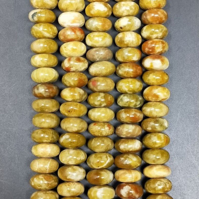 Opale Verde Madagascar Naturale in Perline Forma Rondelle Liscio Foro Passante 12mm