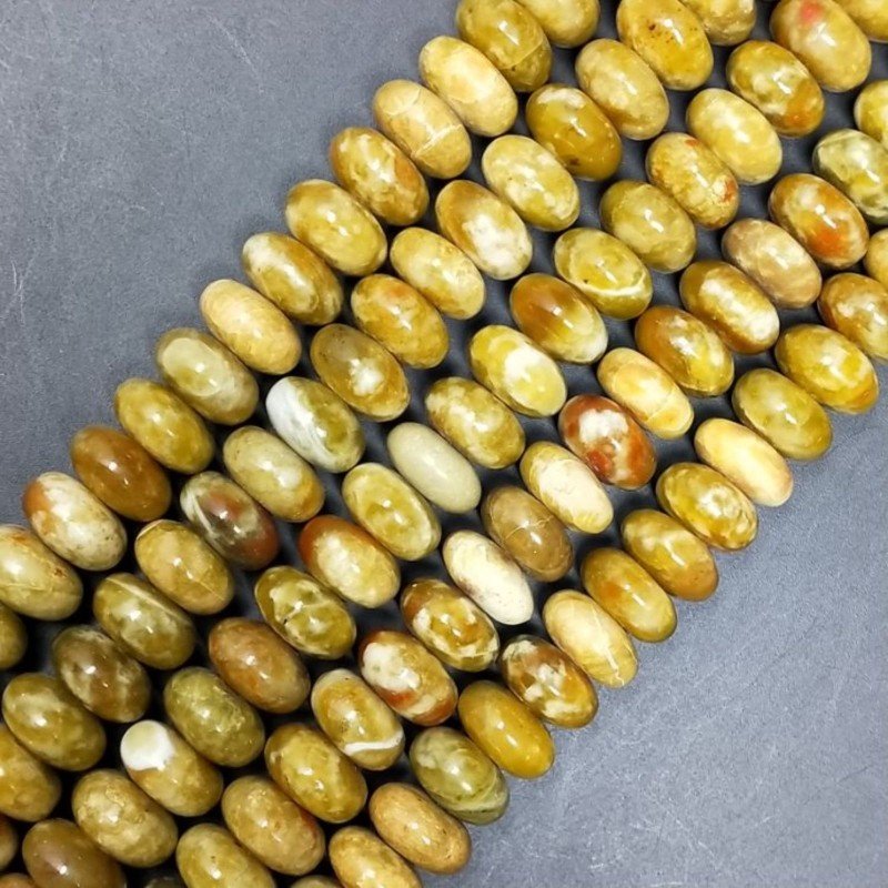 Opale Verde Madagascar Naturale in Perline Forma Rondelle Liscio Foro Passante 12mm