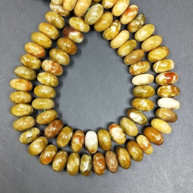 Opale Verde Madagascar Naturale in Perline Forma Rondelle Liscio Foro Passante 12mm