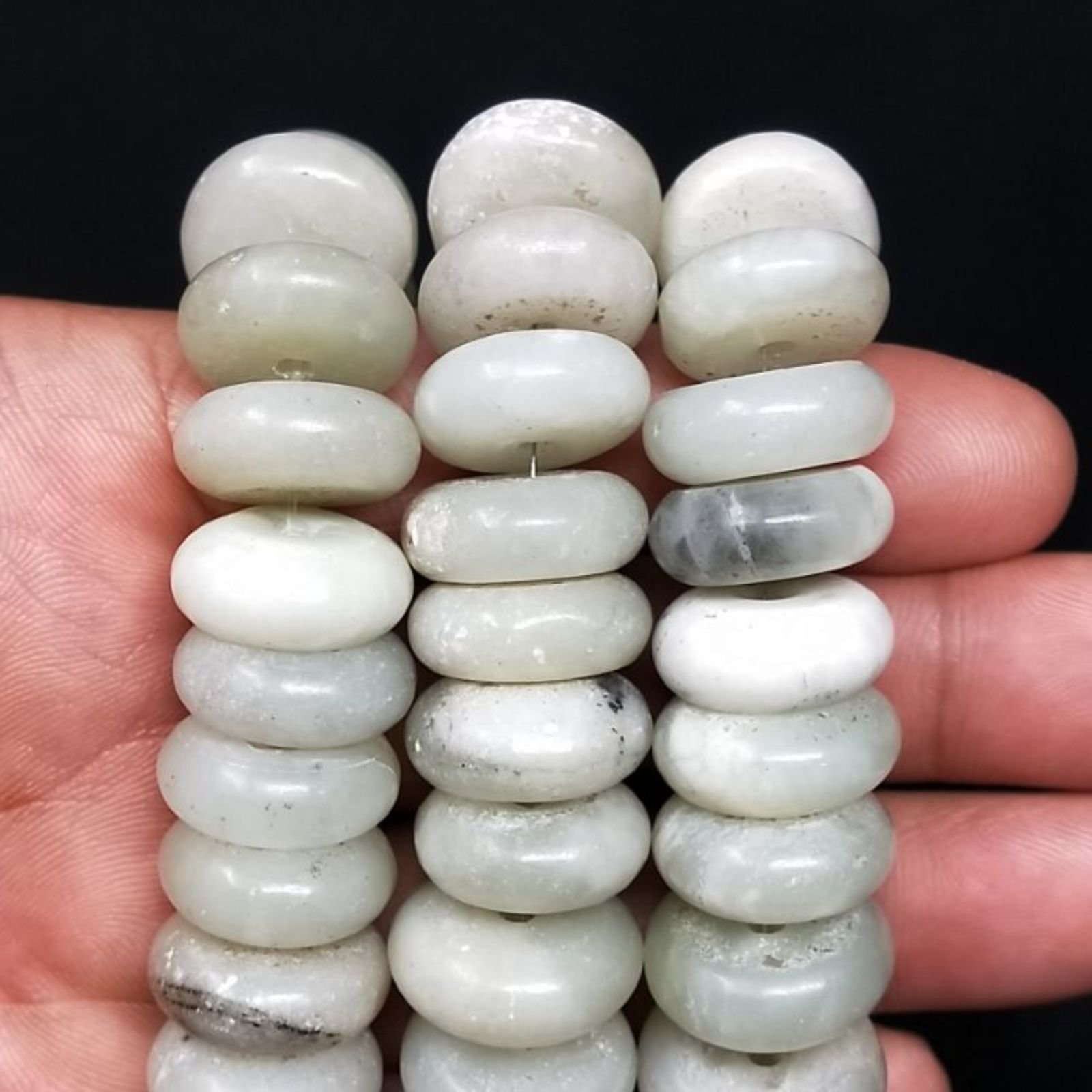 Giada Naturale in Perline Forma Rondelle Dischio Liscio Foro Passante 17mm