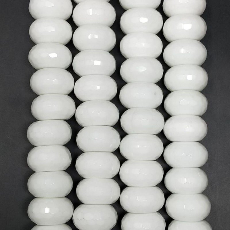 Agata Bianca in Perline Forma Rondelle Sfaccettato Foro Passante 24mm Agata Bianca in Perline Forma Rondelle Sfaccettato Foro Passante 24mm