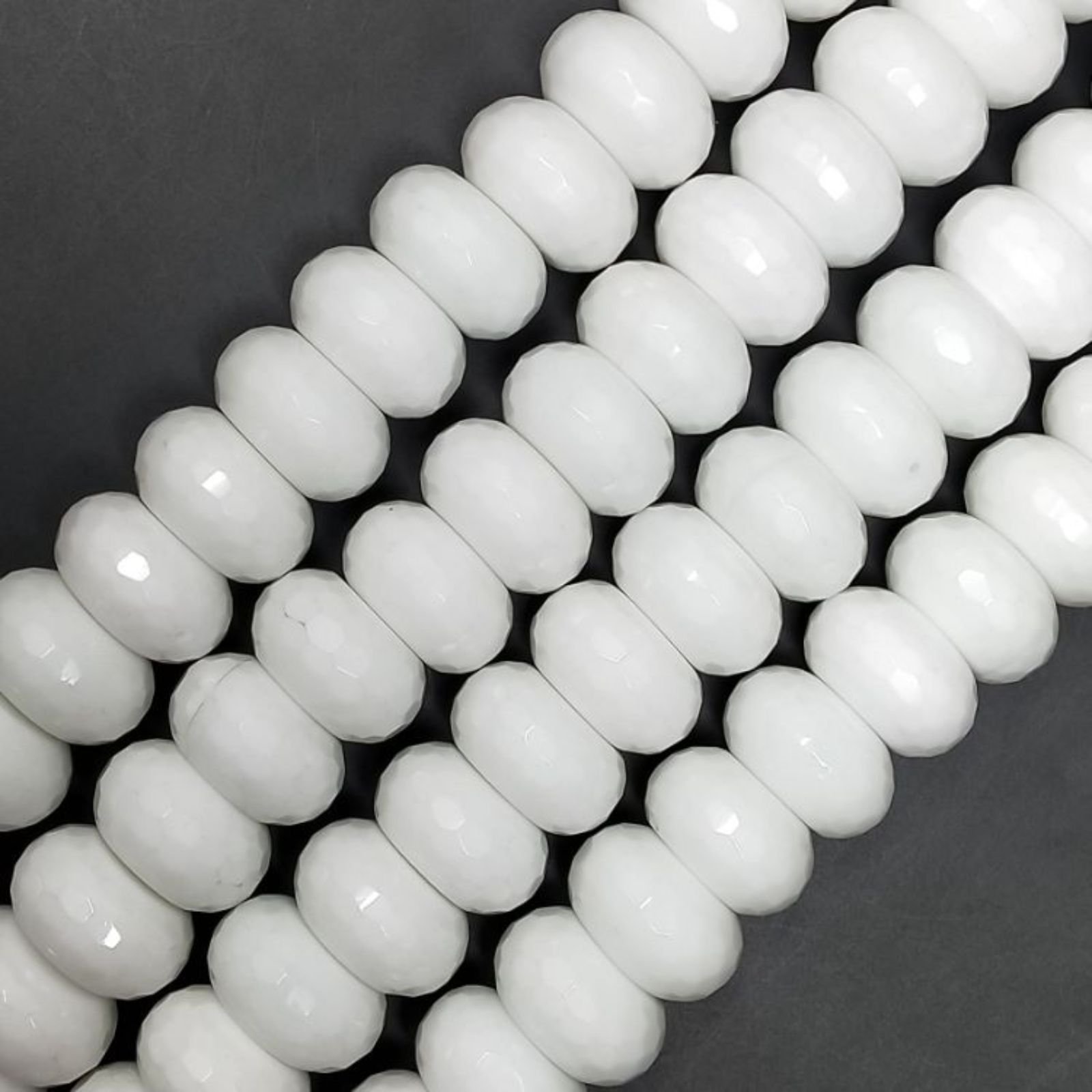 Agata Bianca in Perline Forma Rondelle Sfaccettato Foro Passante 24mm