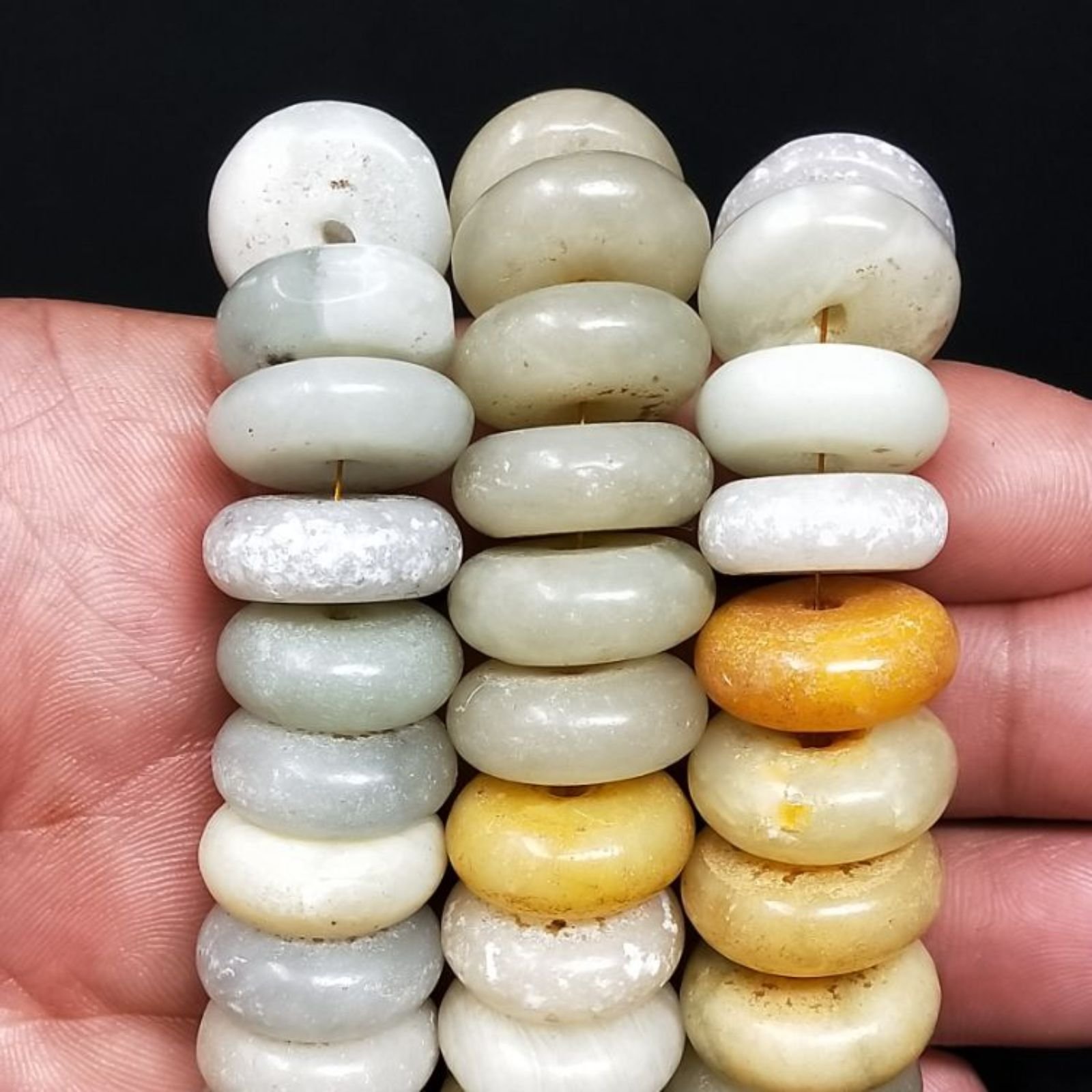 Giada Naturale in Perline Forma Rondelle Dischio Liscio Foro Passante 18mm