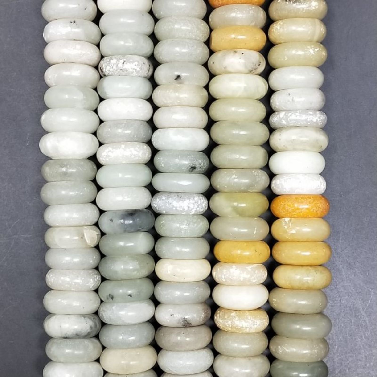 Giada Naturale in Perline Forma Rondelle Dischio Liscio Foro Passante 18mm