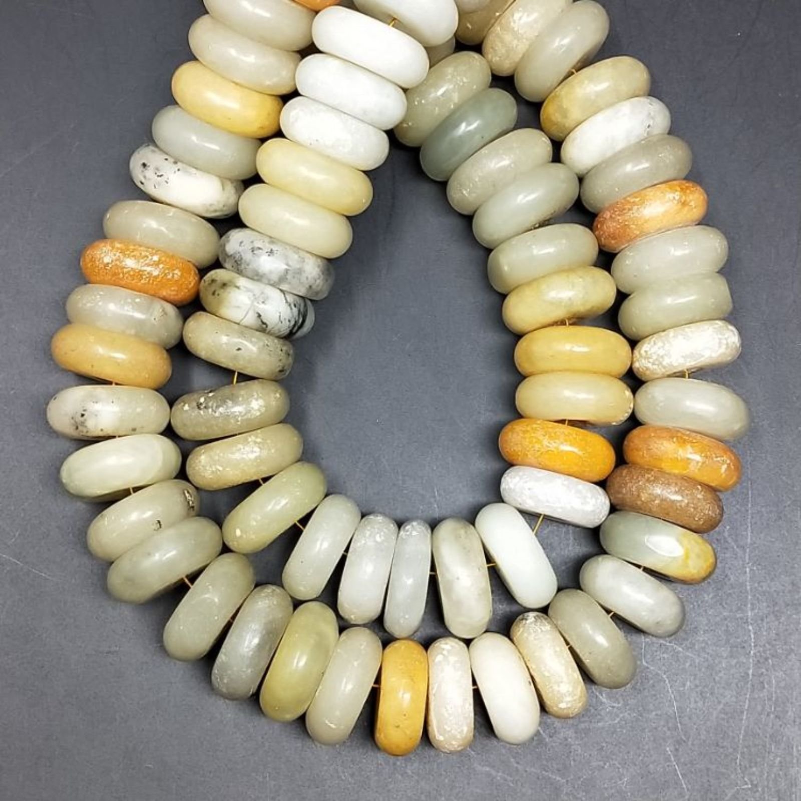 Giada Naturale in Perline Forma Rondelle Dischio Liscio Foro Passante 18mm