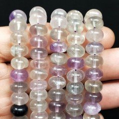 Fluorite Naturale in Perline Forma Rondelle Liscio Foro Passante 10mm