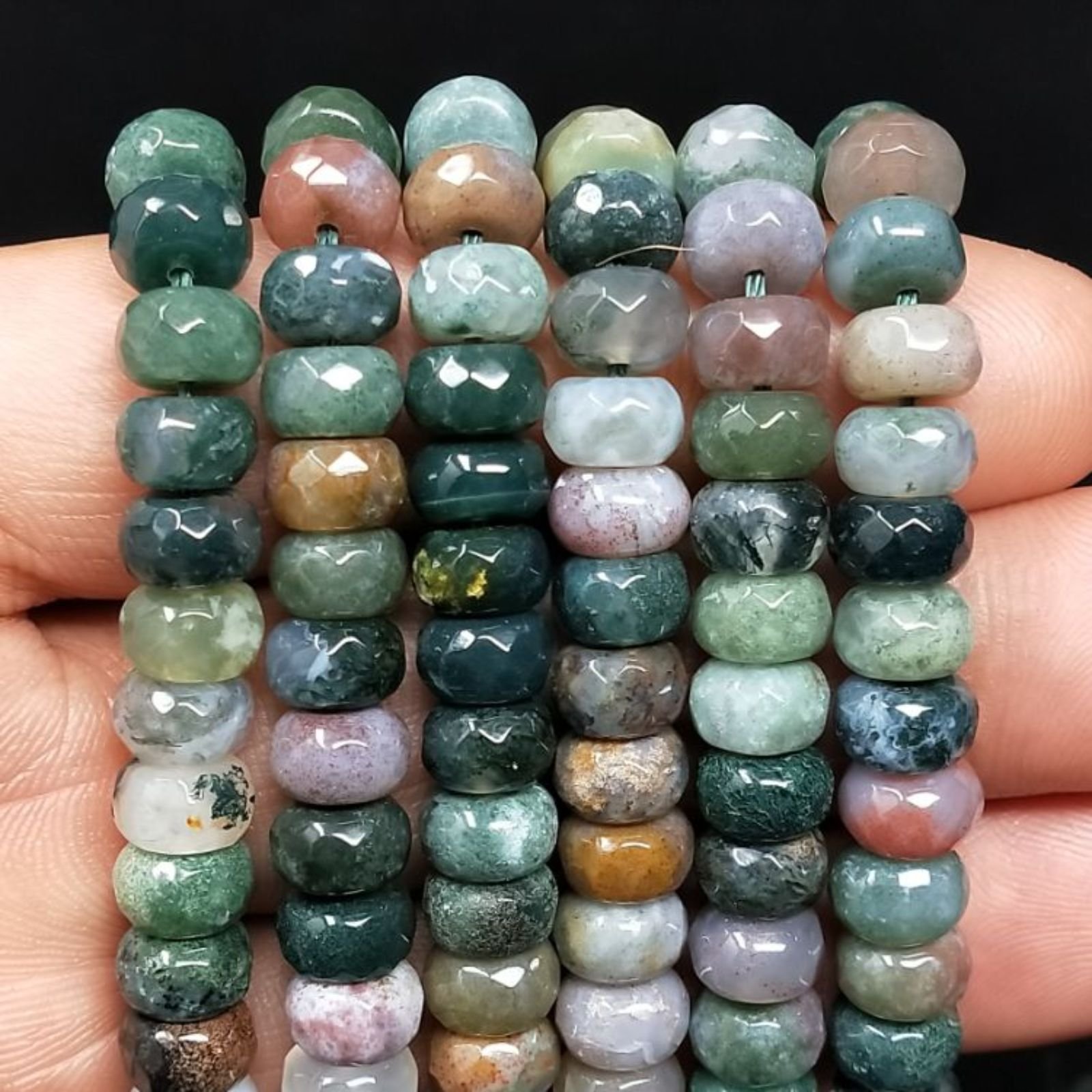 Agata Indiana Naturale in Perline Forma Rondelle Sfaccettato Foro Passante 08X05mm