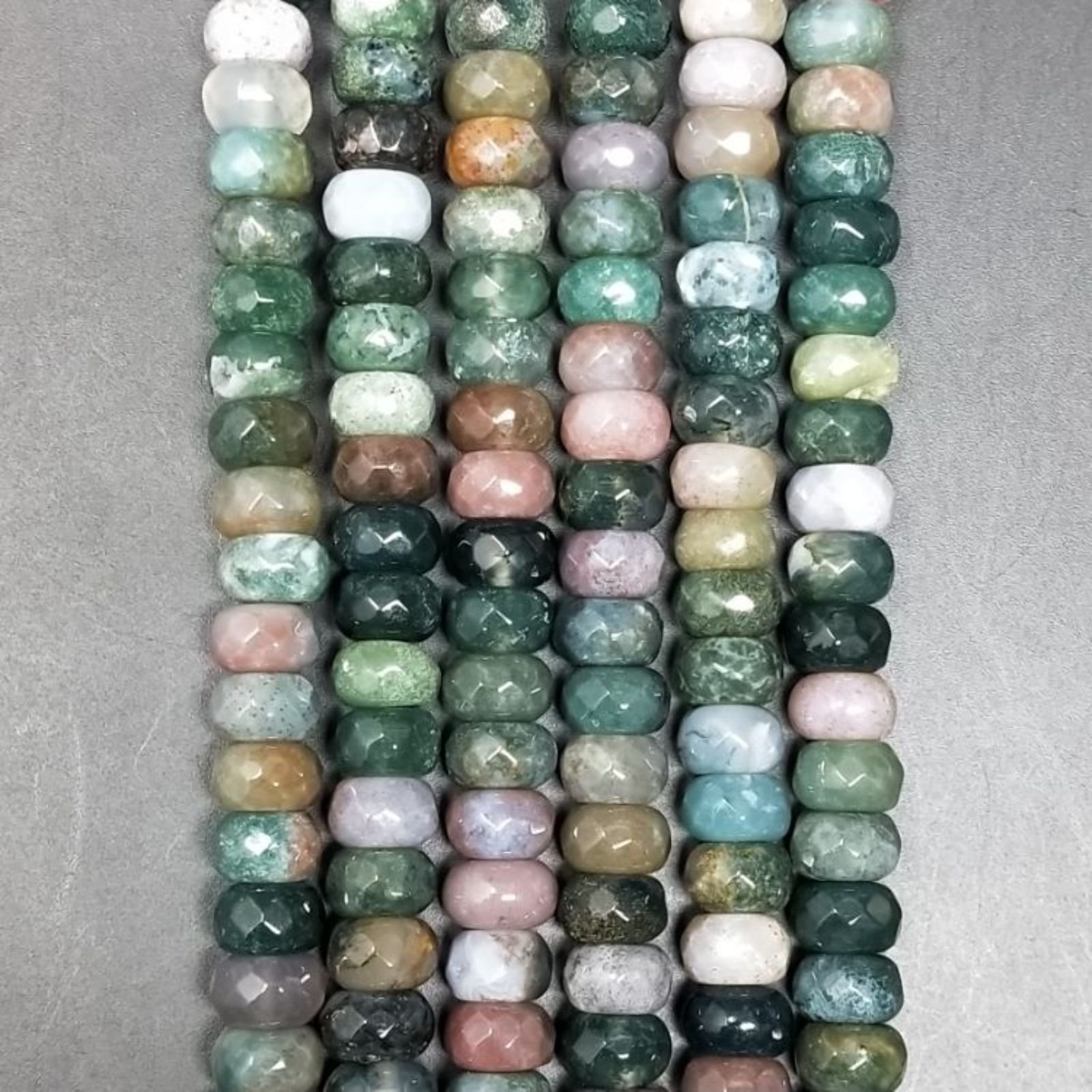 Agata Indiana Naturale in Perline Forma Rondelle Sfaccettato Foro Passante 08X05mm