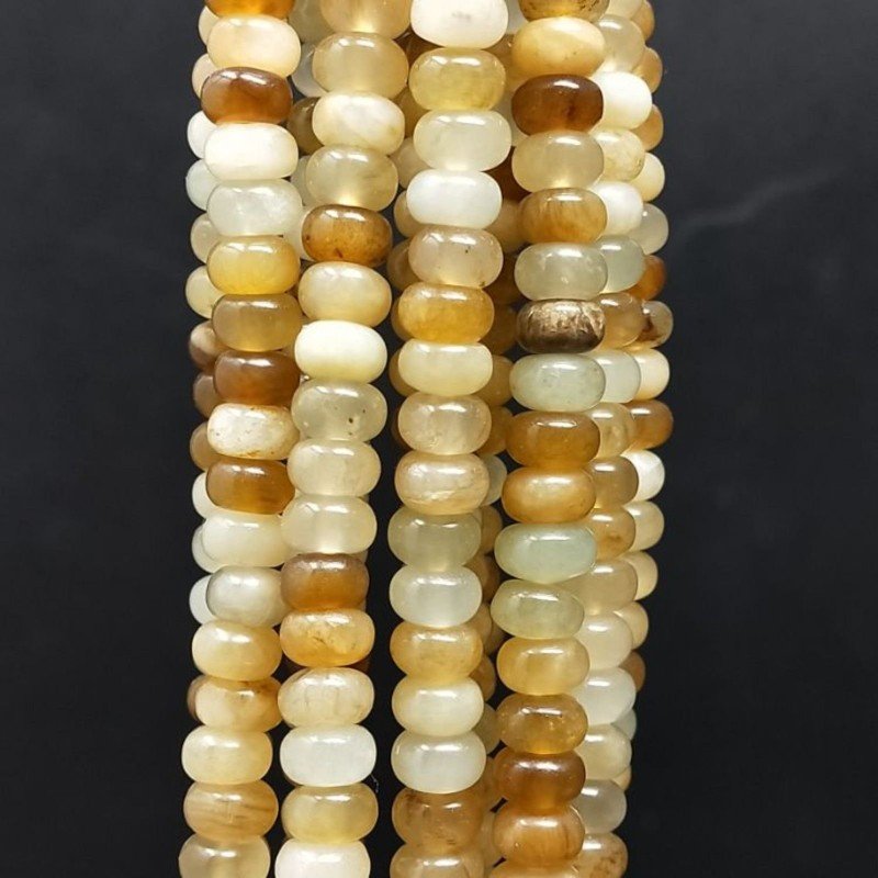 Giada Naturale in Perline Forma Rondelle Liscio Foro Passante 06mm
