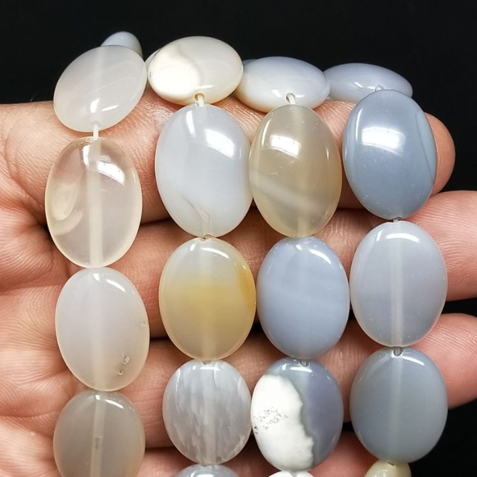 Agata Botswana Naturale in Perline Forma Ovale Piatto Liscio Foro Passante 14X20mm