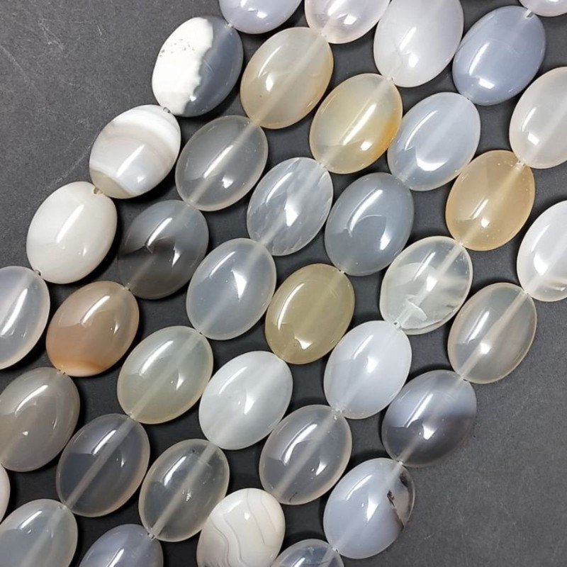 Agata Botswana Naturale in Perline Forma Ovale Piatto Liscio Foro Passante 14X20mm Agata Botswana Naturale in Perline Forma Ovale Piatto Liscio Foro Passante 14X20mm