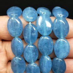 Angelite in Perline Forma Ovale Piatto Liscio Foro Passante 12X16mm