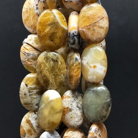 Opale Verde Madagascar Naturale in Perline Forma Ovale Piatto Liscio Foro Passante 15X20mm