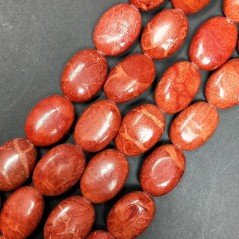 Corallo Madrepora in Perline Forma Ovale Piatto Liscio Foro Passante 12X18mm