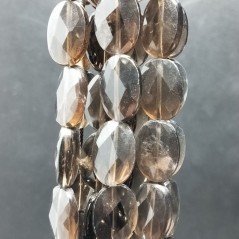 Quarzo Fume Naturale in Perline Forma Ovale Piatto Sfaccettato Foro Passante 13X18mm