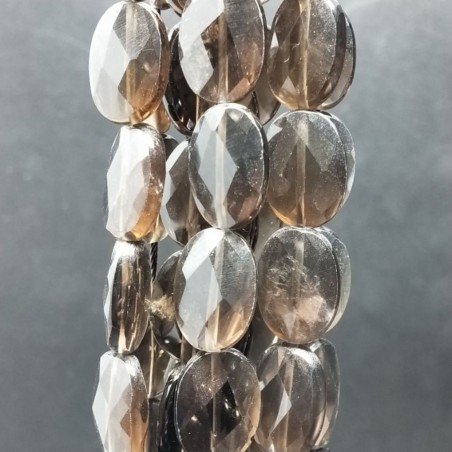 Quarzo Fume Naturale in Perline Forma Ovale Piatto Sfaccettato Foro Passante 13X18mm