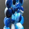 Agata Brasiliana Blu Striata in Perline Forma Ovale Piatto Liscio Foro Passante 13x18mm
