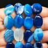 Agata Brasiliana Blu Striata in Perline Forma Ovale Piatto Liscio Foro Passante 13x18mm