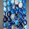 Agata Brasiliana Blu Striata in Perline Forma Ovale Piatto Liscio Foro Passante 13x18mm