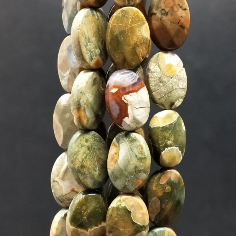 Riolite Naturale in Perline Forma Ovale Piatto Sfaccettato Foro Passante 10x15mm