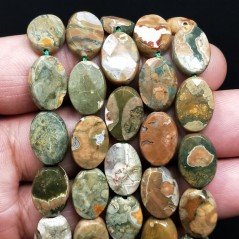 Riolite Naturale in Perline Forma Ovale Piatto Sfaccettato Foro Passante 10x15mm