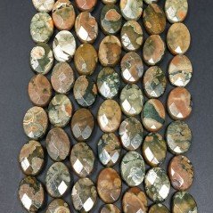 Riolite Naturale in Perline Forma Ovale Piatto Sfaccettato Foro Passante 10x15mm