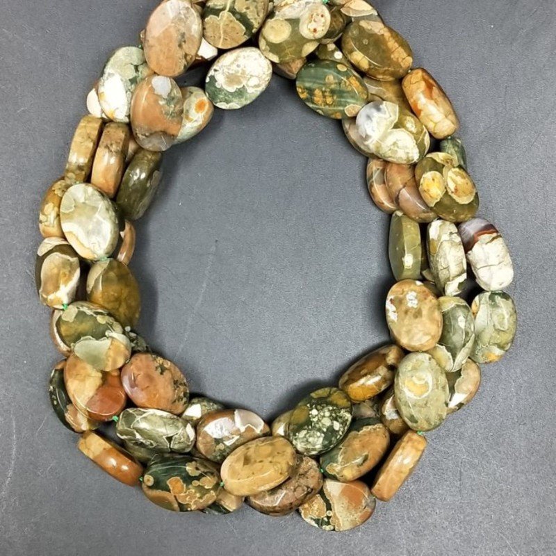 Riolite Naturale in Perline Forma Ovale Piatto Sfaccettato Foro Passante 10x15mm