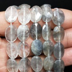 Quarzo Grigio Naturale in Perline Forma Ovale Piatto Sfaccettato Foro Passante 10X14mm
