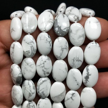 Aulite Bianca Naturale in Perline Forma Ovale Piatto Liscio Foro Passante 10x14mm