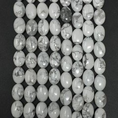 Aulite Bianca Naturale in Perline Forma Ovale Piatto Liscio Foro Passante 10x14mm