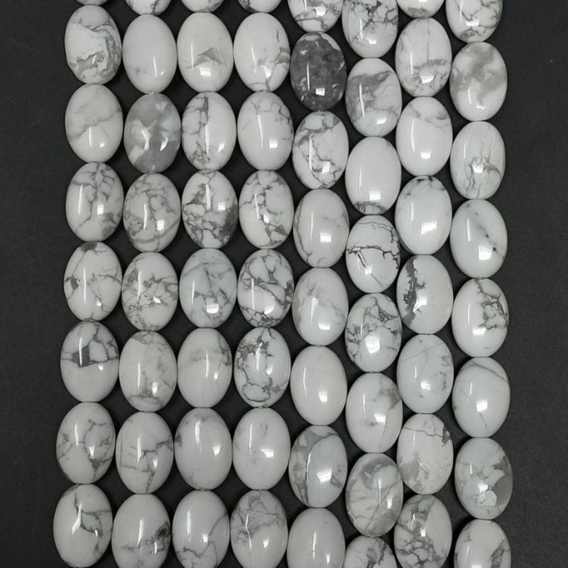 Aulite Bianca Naturale in Perline Forma Ovale Piatto Liscio Foro Passante 10x14mm