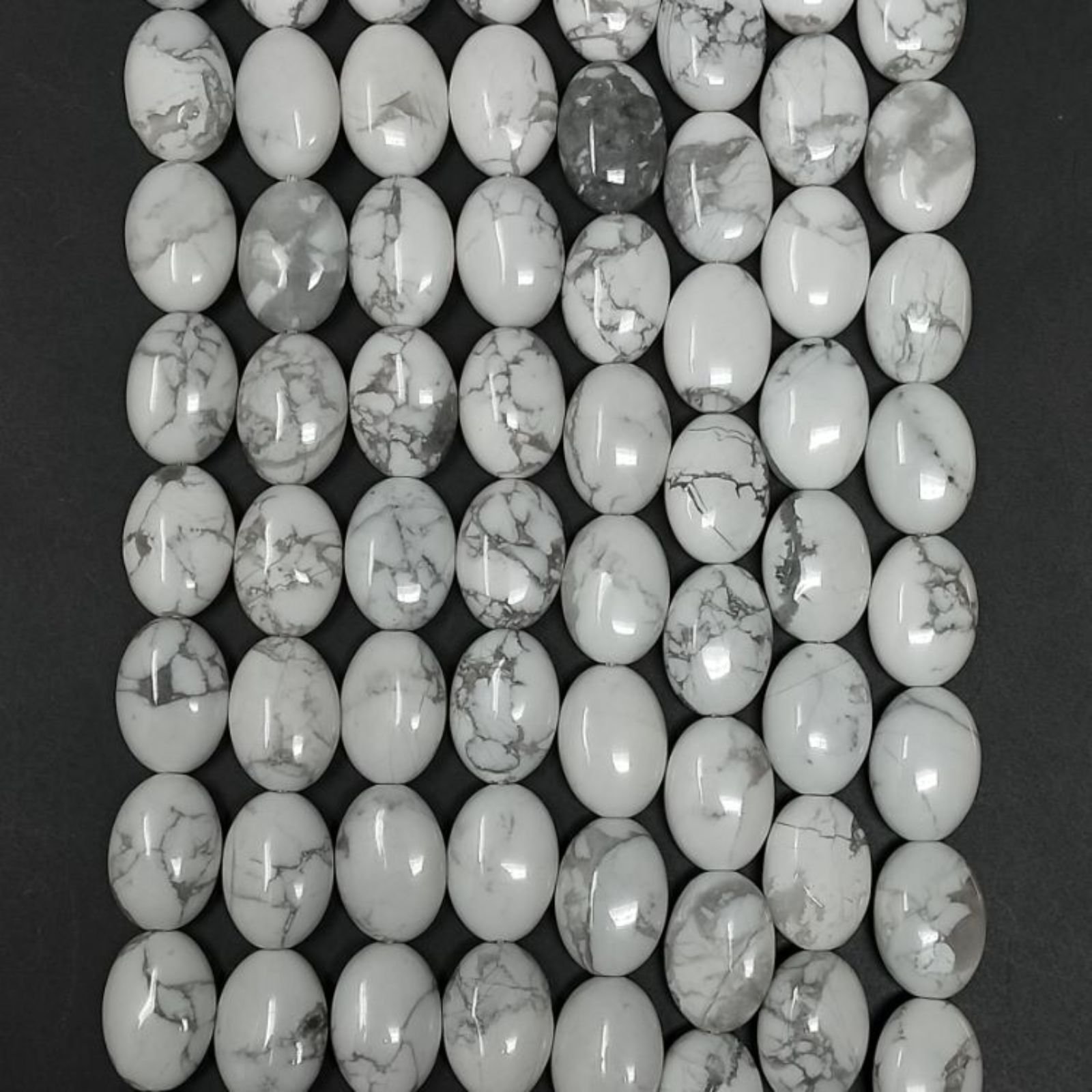 Aulite Bianca Naturale in Perline Forma Ovale Piatto Liscio Foro Passante 10x14mm