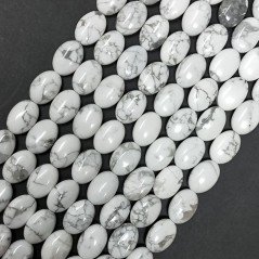 Aulite Bianca Naturale in Perline Forma Ovale Piatto Liscio Foro Passante 10x14mm