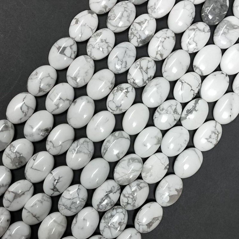 Aulite Bianca Naturale in Perline Forma Ovale Piatto Liscio Foro Passante 10x14mm