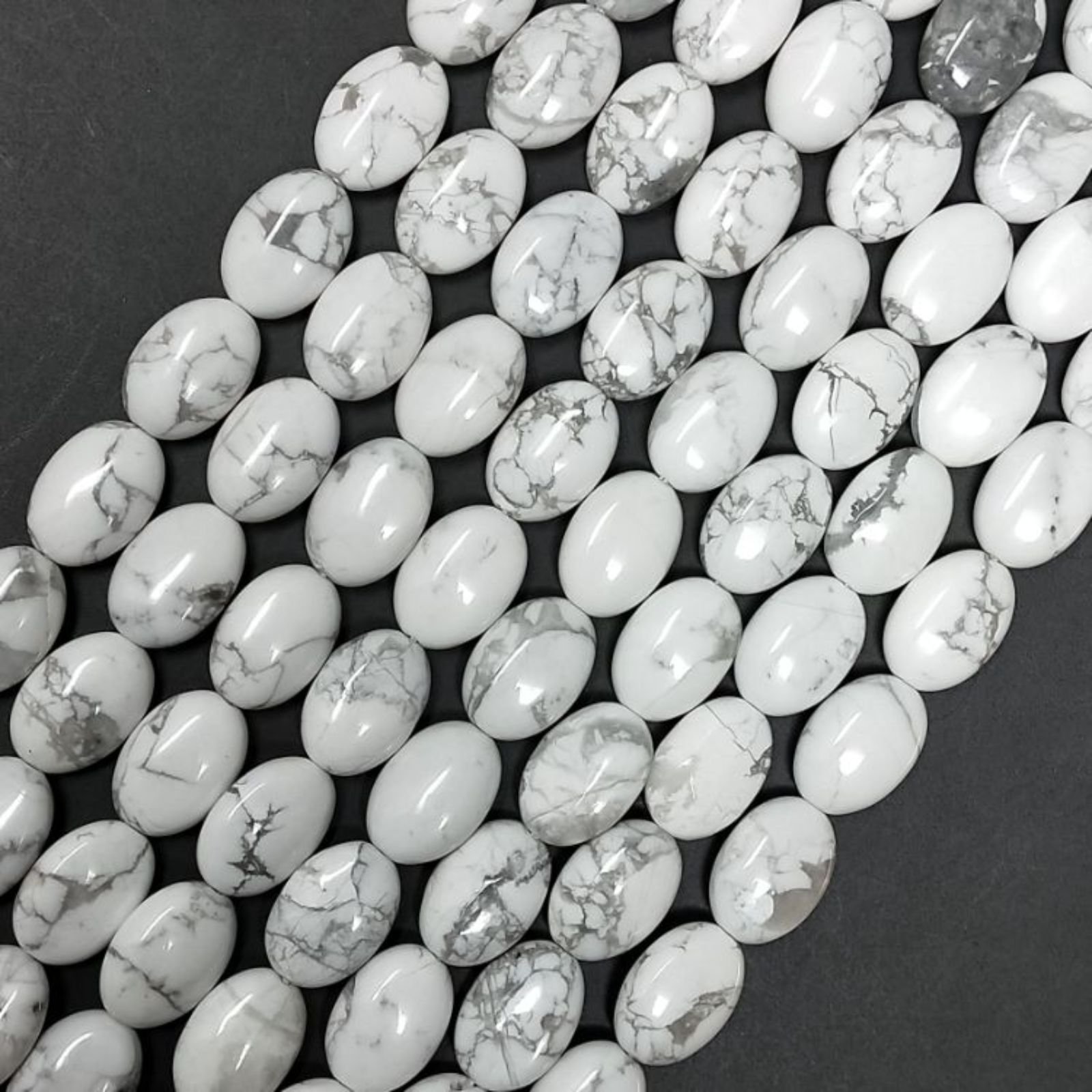 Aulite Bianca Naturale in Perline Forma Ovale Piatto Liscio Foro Passante 10x14mm