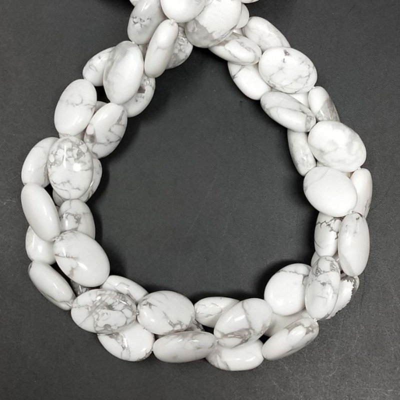 Aulite Bianca Naturale in Perline Forma Ovale Piatto Liscio Foro Passante 10x14mm