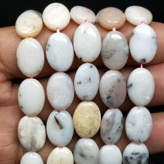 Opale Rosa Naturale in Perline Forma Ovale Piatto Liscio Foro Passante 10x15mm