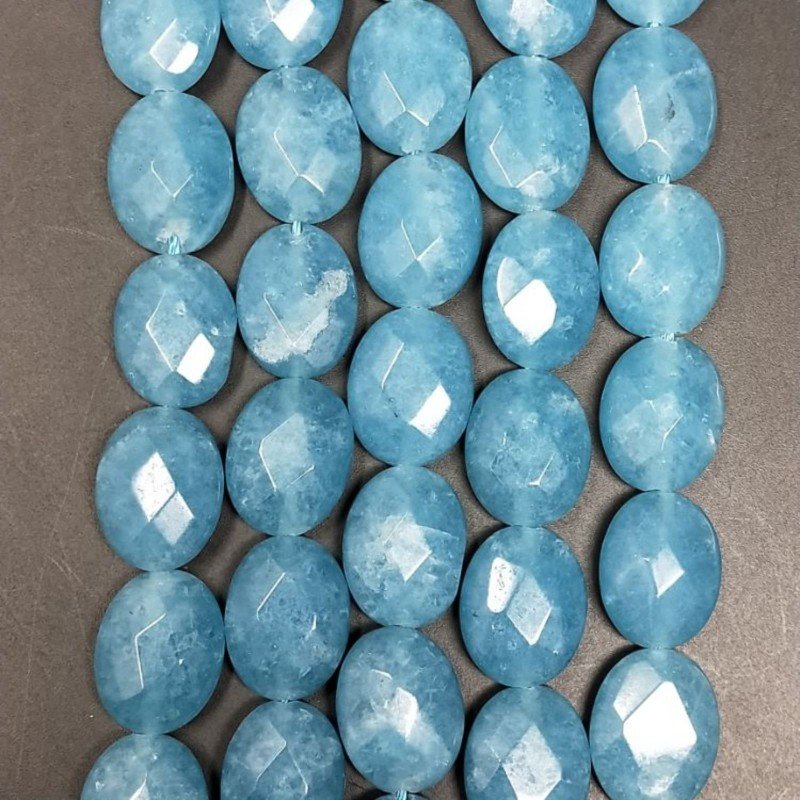Angelite in Perline Forma Ovale Piatto Sfaccettato Foro Passante 12X16mm